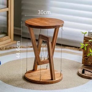 FFBH Solid Wood Coffee Table Creative Living Room Small Round Table Modern Home Decoration Luxury Wooden Tables Interior Furniture 4Y1Z7