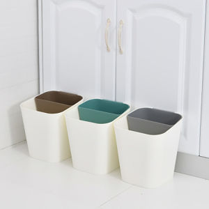 Fans tone Trash Can Waste Bin For Kitchen Bathroom Toilet Rectangular Uncovered Hanging Plastic Storage Bucket for Wet & Dry Garbage Household Large Baskets