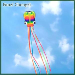 Fanzi 1 Set Giant Soft Kites For Adults Outdoor Toys Rainbow Colored 3D Octopus Soft Kite 4m Giant Kite With 100m Tire Line