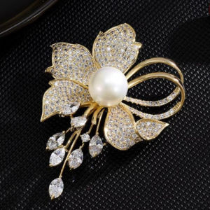 Minwen Fashion Rhinestone Flowers Imitation Brooches For Women Clothing Coat Jewelry Accessries Gifts