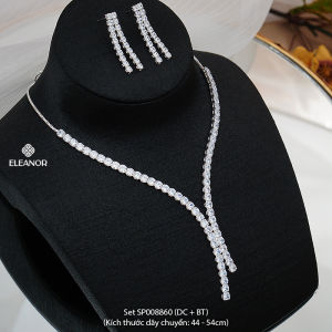 Dây chuyền bông tai nữ Eleanor Accessories bộ trang sức đính đá cô dâu phụ kiện trang sức 8848