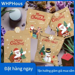 WHPHous 24PCS Kraft túi giấy phong bì Giáng sinh túi quà tặng với dán kẹo Cookie bao bì năm mới bên ủng hộ Túi DIY
