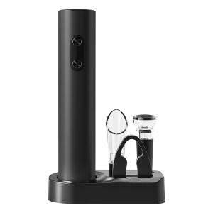 Elegant Electric Wine Opener Set with Foil Aerator Vacuum Stopper and Storage Base for Effortless Wine Opening