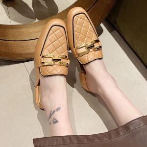 IELGY Roman-style fashion wedge heel soft sole worn mules toe toe semi-slippers womens shoes