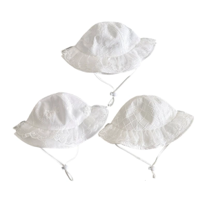 Breathable Cotton Baby Sun Hat Vintage Embroidery Fisherman Caps Wide Brimmed Bonnet for Protections Daily Comfort
