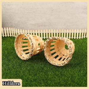 [Hilldora] 2ชิ้นโคมไฟที่บังแสงโคมไฟแชนเดอเลียร์ถังสานกรงกระเปาะหวายโคมไฟหวายโคมไฟหวายคอทเทจคันทรี