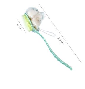 [SG] 2 in 1 Bath Sponge Back Washer Long Handle Shower Brush Scrubber Body Massaging Brush