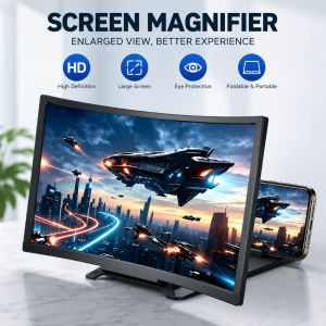 NOBLELYN Curved 3D Screen Magnifier Bracket Fresnel Lens 12 Inch Phone HD Screen Magnifier Portable Expander Projector Video Watching
