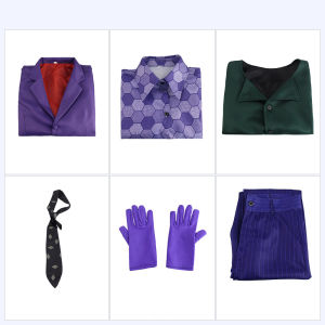 DC Movie Joaquin Phoenix Joker Cosplay Costume Arthur Fleck Purple Suit Full Sets Dark Knight Batman Costume Halloween Party Clown Costume