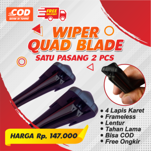 Wiper 4 Karet Quad Blade Frameless Universal Lebih Bagus Dari Double Blade atau Double Karet