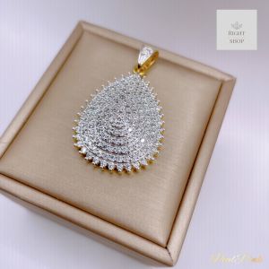 (เฉพาะจี้) จี้เพชรออกงานทรงหยดน้ำ เพชรเรียรอบเจ็ดรอบ ขนาดใหญ่กว่าเหรียญสิบบาท