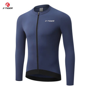 X-TIGER Cycling Jersey Winter Thermal Fleece Cycling Jersey Men Long Sleeve Warm Breathable Bicycle Clothing MTB Jersey