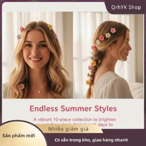 Hàng có sẵn✨ Ngọt Ngào Hawaii Hoa Tóc Clip Thiết Lập của 10Pcs Mini Đầy Màu Sắc Đa Năng Kẹp Tóc Cho Hàng Ngày Trường Mặc