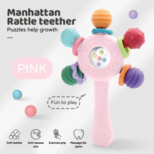Baby Teether Toys BPA Free Silicone Teether Cartoon Baby Soothing Rattle Toy