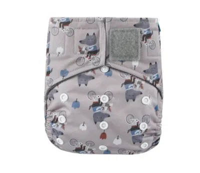 HAPPY FLUTE Washable Baby Cloth Diaper VELCRO Strap Bamboo Charcoal Inner Layer Double Gusset