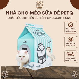 Nhà cho mèo sữa dê PetQ Nhà giấy carton cào móng cho mèo Chất liệu 300P bền bỉ Thiết kế xinh xắn Kết hợp decor phòng