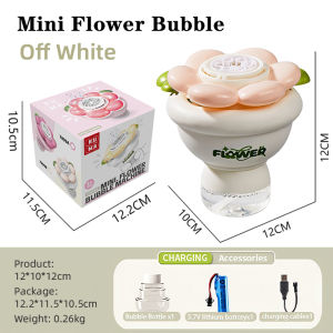Wonderful Toys Automatic Mini Flower Bubble Machine Toy with Lighting Portable Blowing Bubble Toys for Kids Gift