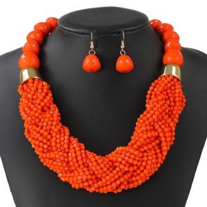 Layer Beaded Set Safe Plastic Necklace and Earrings Accessory for Casual Outings Travel