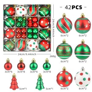 LUMIQLO 42Pcs/Set 6CM Christmas Ball Creative Shiny Christmas Tree Balls Durable Xmas Baubles Party