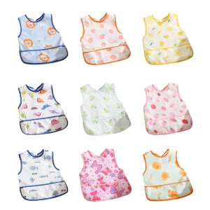 Skin Friendly Sleeveless Baby Feeding Bib for Weaning Mess Free Mealtime Smock with Easy Cleaning Design