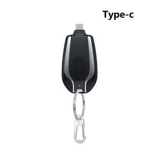 Portable Power Bank 1500mAh  For Type C or IOS Keychain Charger Interface Mini Emergency Power Fast Charging