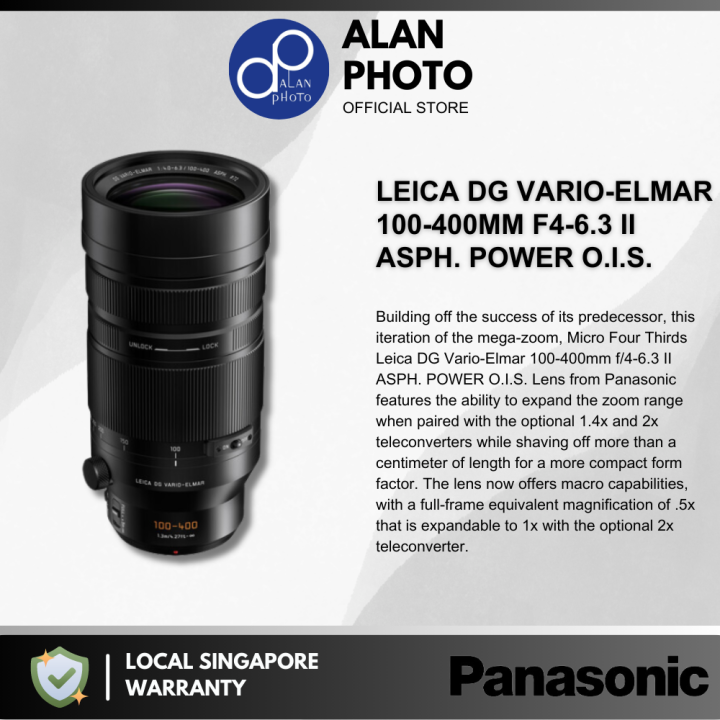 Panasonic Leica DG Vario-Elmar 100-400mm F4-6.3 II ASPH. POWER O.I.S. Lens [H-RSA100400] | Panasonic Singapore Warranty
