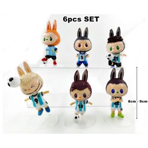 Labubu Cute Figure Set 9/cs/6pcs Cake Topper Figurine Football