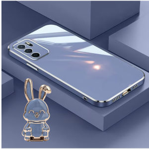 Softcase Terbaru Oppo A16 Oppo A54s Casing Luxury 6D Soft Plating Stand Holder Tarikan Kelinci