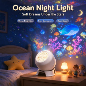 Ocean Projector Night Light Table Lamp USB Powered 3W Adjustable Brightness LED Projection Lamp for Bedroom Kids Room Home Decor Gift