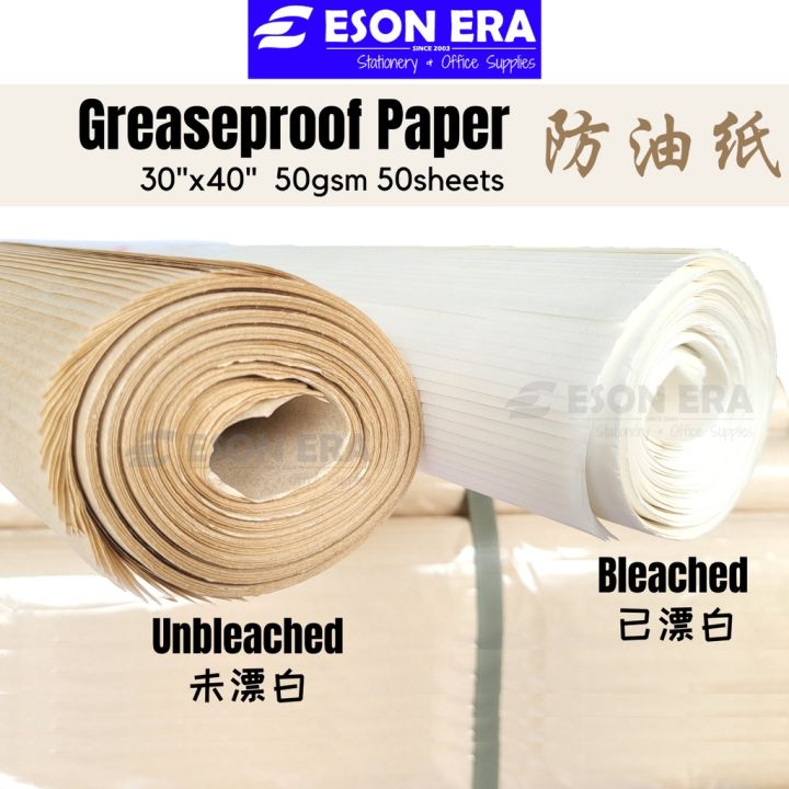 Greaseproof Paper Roll 30" x 40" 50Sheets Tracing Paper / Butter Paper