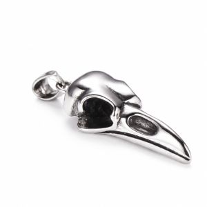 CHUAN Cổ điển  dây chuyền hình đầu lâu chim ưng Phong cách Punk Thép không gỉ 304 Dây chuyền  dây Thời trang Bạc Dây chuyền hình đầu chim dành cho nam và nữ