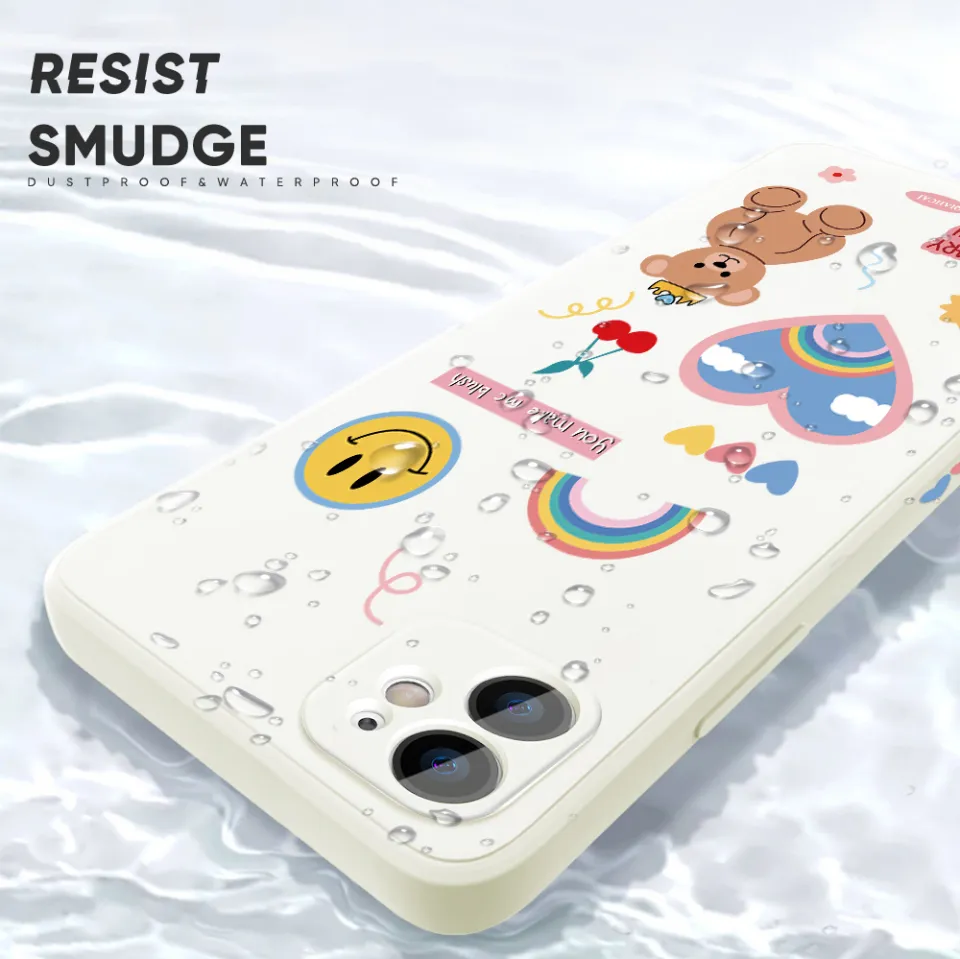 Hontinga Casing Case For Huawei Nova 5T Nova 3i Nova Nova3 Rainbow flower  Bear Case Square Original Liquid Soft Silicone Edge Pattern Rubber Case