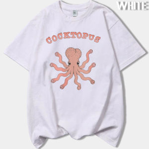 Cute Octopus Animal Print Tee Summer Casual Women Short Sleeve Cotton Loose Streetwear Novelty Marine Creature Daily Gift Tops