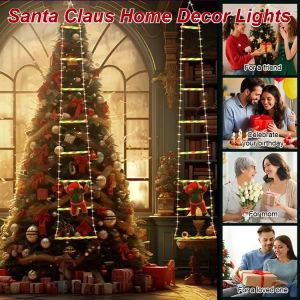 Christmas Decorative LED Colorful Lights Santa Claus Climbing Ladder Scene Setup Lamp for Living Room Balcony Christmas Tree Decoration