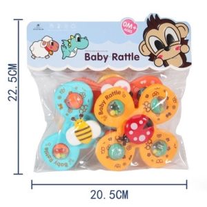 3PCS Anak Suction Cup Spinning Mainan Bayi Menyenangkan Rattle Teether Mainan Mandi Bayi Spinning Top Bayi Pendidikan Awal 0-3 Tahun [COD]