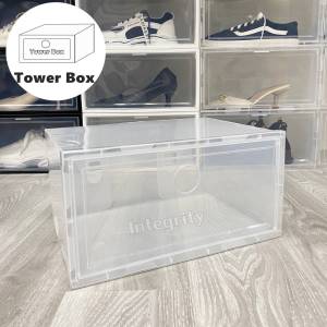 กล่องรองเท้าฝาข้าง กล่องเก็บของ แบบฝาข้าง กล่องอเนกประสงค์ ฝาเปิด-ปิด พร้อมรูระบายอากาศ วางซ้อนต่อกันได้