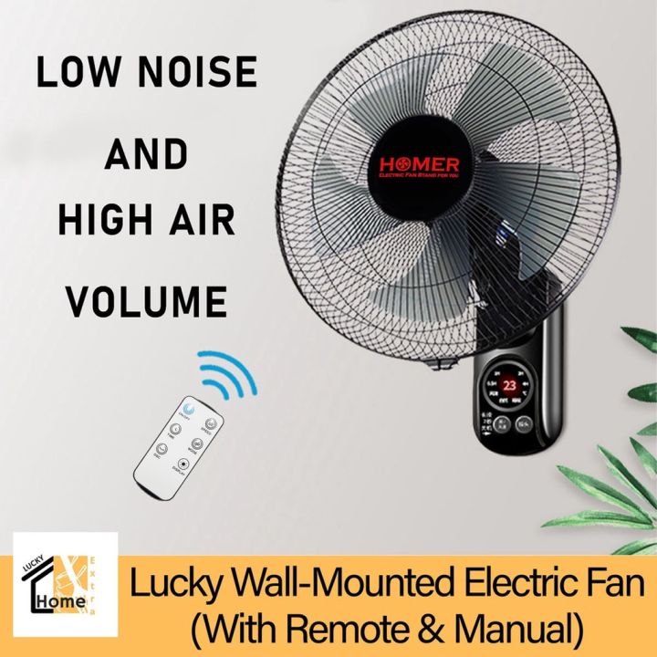 Lucky Wall Fan with Remote Wall Mounted Electric Fan Stand Fan (With ...