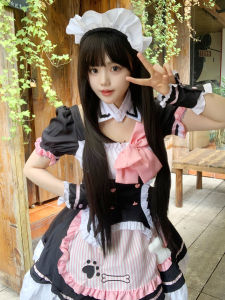 Người chuyển giới phong cách Lolita dễ thương mới cos Trang phục hầu gái thêu nơ hình bàn chân mèo lolita Trang phục giả gái dành cho nữ
