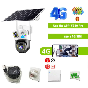 V380 Pro Solar Dual Lens CCTV Camera WiFi 4G Wireless Outdoor Waterproof Human Detection Automatic Tracking Two Way Audio IP Security Cameras