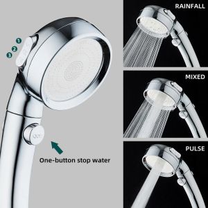 HOMEKARE Diamond Strong Pressurization 3 Modes One Button Stop Shower Head Water Saving Rainfall Handheld Bathroom Accessories