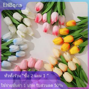 [COD] EHBqna KITCHEN ดอกไม้ประดิษฐ์ดอกทิวลิปสัมผัสจริงดอกทิวลิปช่อดอกไม้ปลอมสำหรับตกแต่งบ้านงานแต่งงาน1ชิ้น