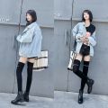 Boots Women leather short boots for women flat autumn and winter versatile new style internet celebrity slim boots women's single. 
