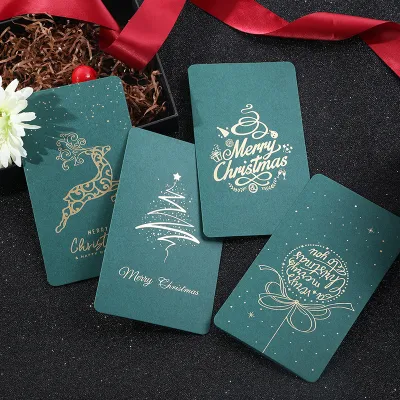 Creative retro Hot Stamping Christmas Greeting Card 4pcs set