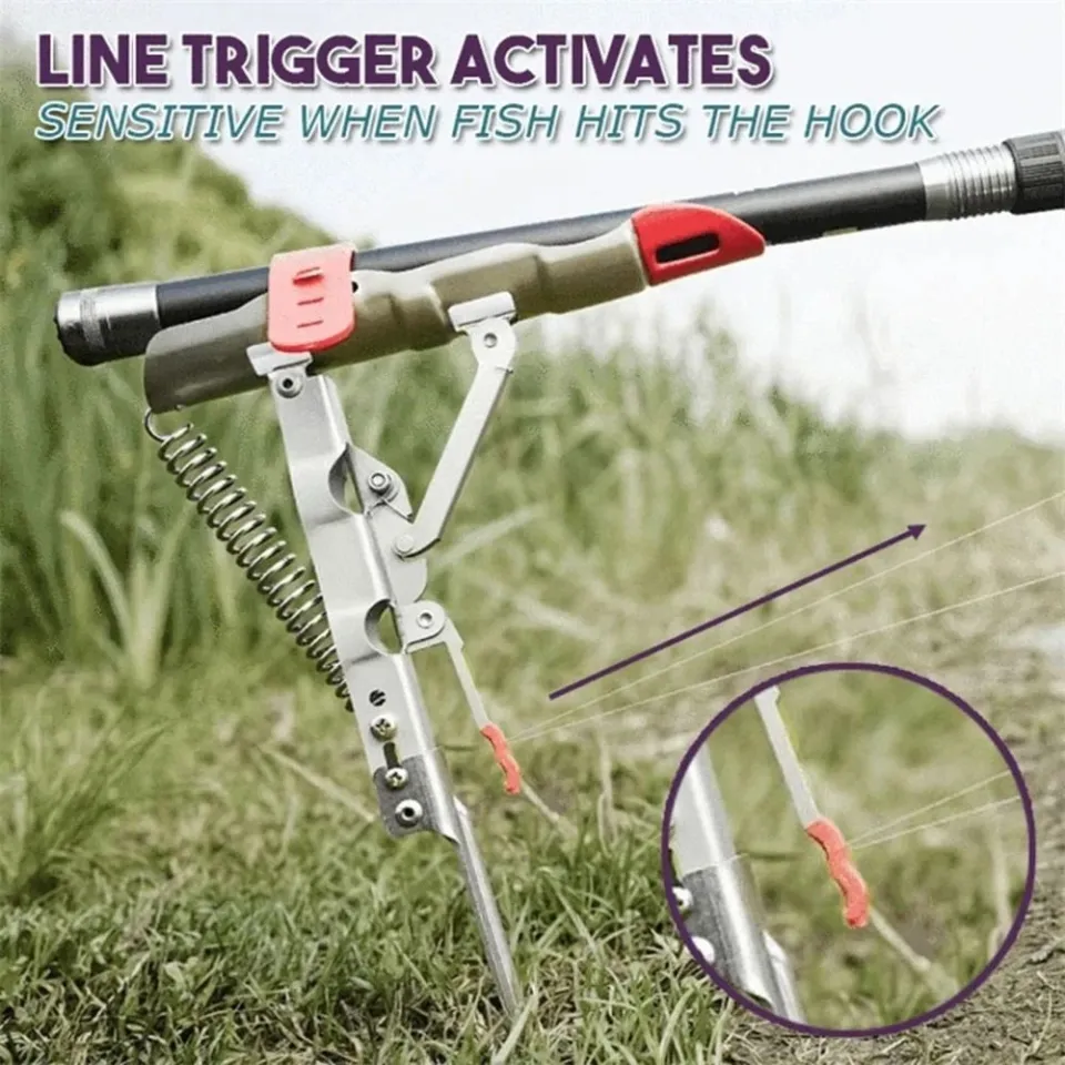 Foldable Fishing Rod Holder Automatic Fishing Device Adjustable Sensitivity  Fishing Pole Bracket Fishing Trigger Device Tackle