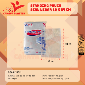 Standing Pouch Double Seal 9 x 15 / 10 x 176 / 12 x 20 / 14 x 22 / 16 x 24 / 16 x 32 / 20 x 29 / Plastik Kemasan Snack / Plastik Klip Berdiri