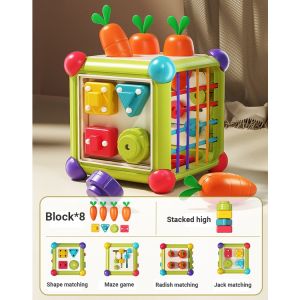 3M+ Sensory Cube Baby Toddler Shape Sorter Fine Motor Skills Stacking Toy Children Gifts Toys
