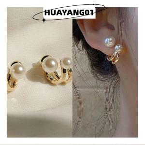 HUAYANG01 [HOT FASHION] 2021 Korean Luxury Earrings for Women Fashion Simple Stud Ear Clip