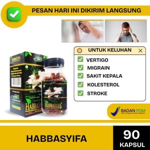 Obat Vertigo Migrain Migren Menahun Pusing Sakit Kepala Herbal HABBASYIFA 90 Kapsul BPOM dan HALAL MUI