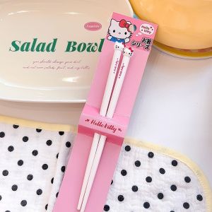 2025 New Kuromi Hello Kitty Chopsticks Cinnamoroll Melody Pudding dog Kids Non-Slip Tableware Child Gifts
