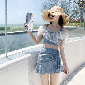 ชุดว่ายน้ำแฟชั่นสตรี  แยกชุดว่ายน้ำ  ชุดว่ายน้ำกระโปรง  สูงและผอม  โชว์หุ่นดี   สไตล์รีสอร์ทสปา